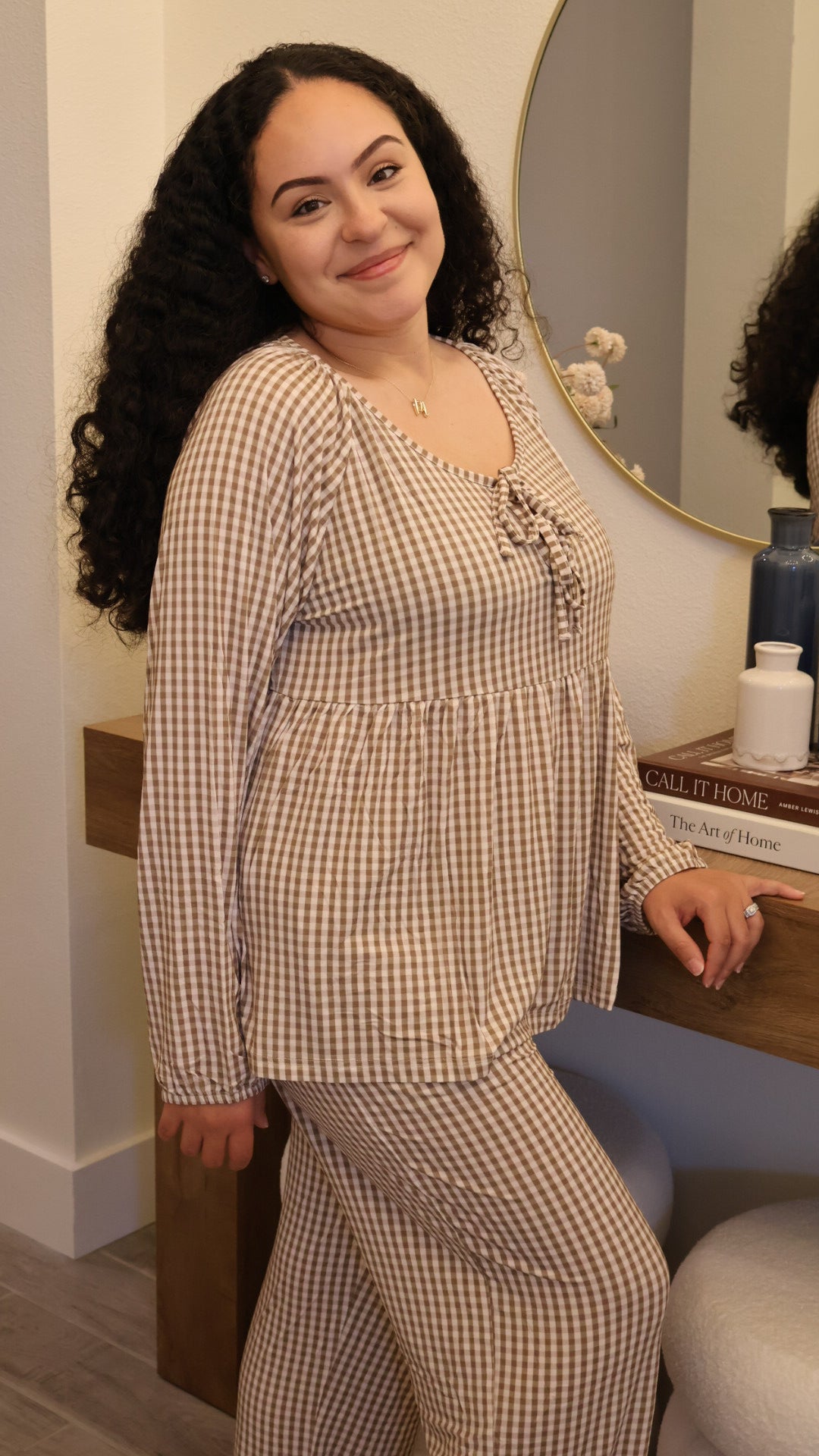 Women’s Bamboo PJ Lounge Set (Gingham)