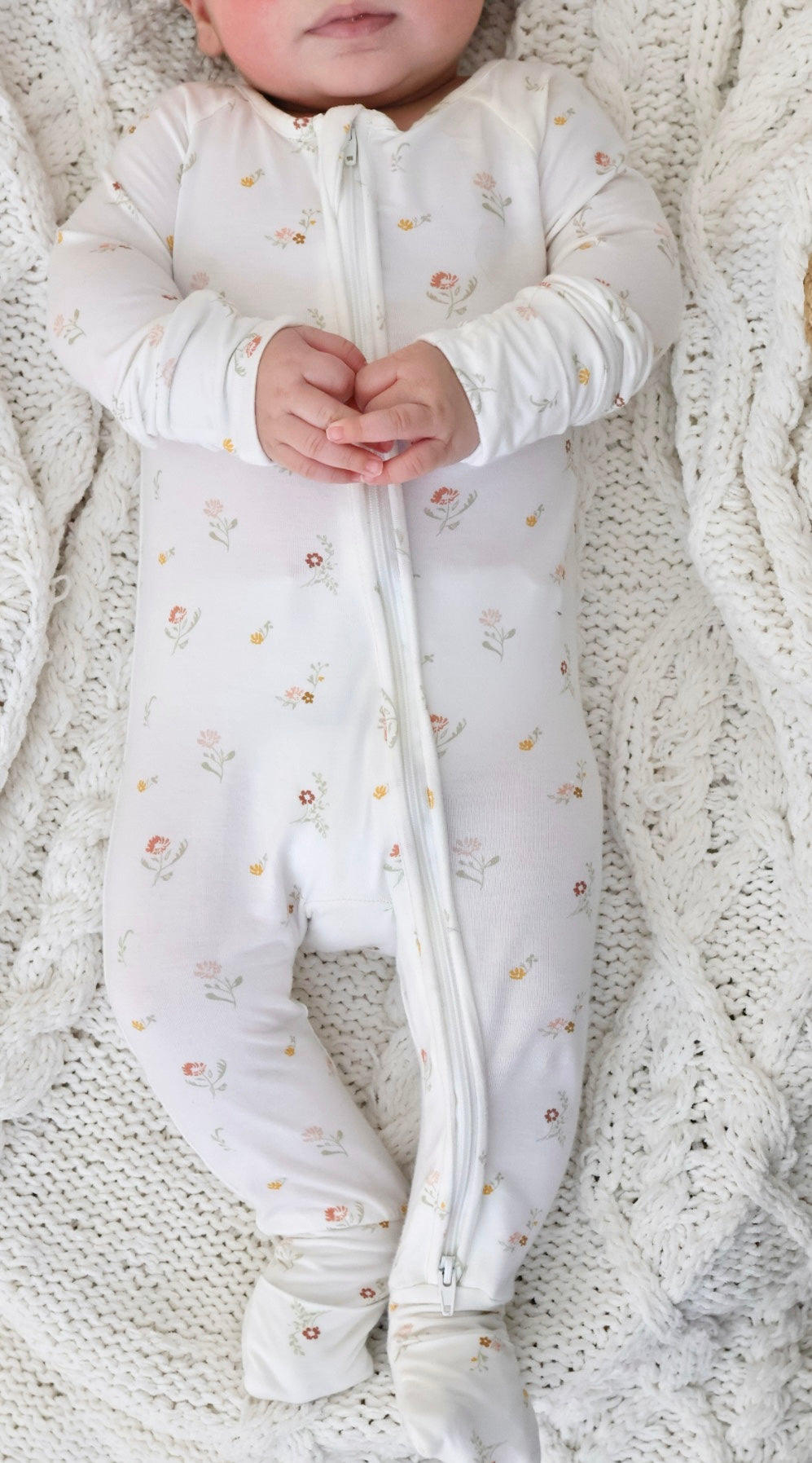 Baby Bamboo Zippered Onesie (Dainty Floral)